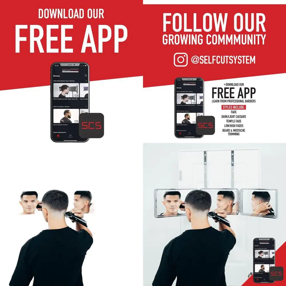 Adjustable 3-Way Mirror for Hair Cutting with Trifold Design, Height-Adjustable Hooks, 360-Degree Viewing, Free Educational App
Adjustable 3-Way Mirror for Hair Cutting with Trifold Design, Height-Adjustable Hooks, 360-Degree Viewing, Free Educational App