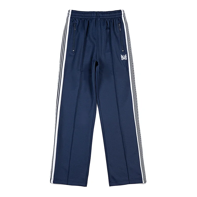 Arrival Webbing Track Stripe Pants White Butterfly Embroidery Trousers Zipper Dark Blue Men Women Oversize Sweatpants
Arrival Webbing Track Stripe Pants White Butterfly Embroidery Trousers Zipper Dark Blue Men Women Oversize Sweatpants