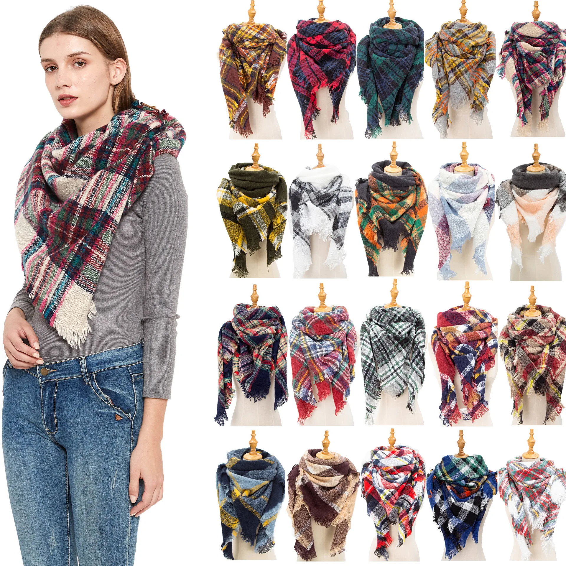 Women's Plaid Scarf Shawl Winter Season Polypropylene Material Chinese Production Double-Sided Flocking Design
Women's Plaid Scarf Shawl Winter Season Polypropylene Material Chinese Production Double-Sided Flocking Design