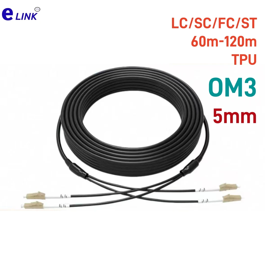 Armored fiber patch cord 2 core OM3 TPU 60m-120m 2C SC LC FC ST 5mm Multimode 100m 80m 70m 2 fibers optical fibre jumper outdoor
Armored fiber patch cord 2 core OM3 TPU 60m-120m 2C SC LC FC ST 5mm Multimode 100m 80m 70m 2 fibers optical fibre jumper outdoor