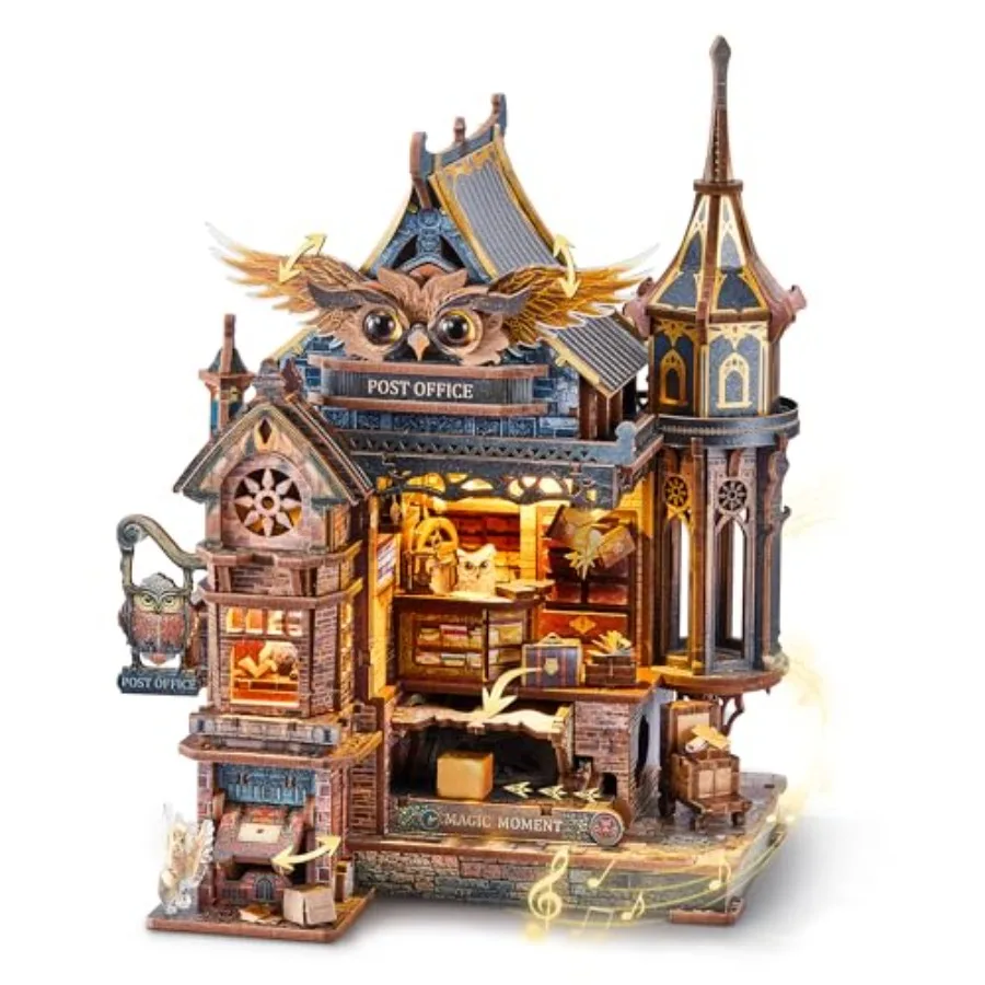 LED 3D Wood Puzzle Owl Post Office for home decor, natural wood tone, dynamic mechanical gears with music and LED lights, ideal
LED 3D Wood Puzzle Owl Post Office for home decor, natural wood tone, dynamic mechanical gears with music and LED lights, ideal