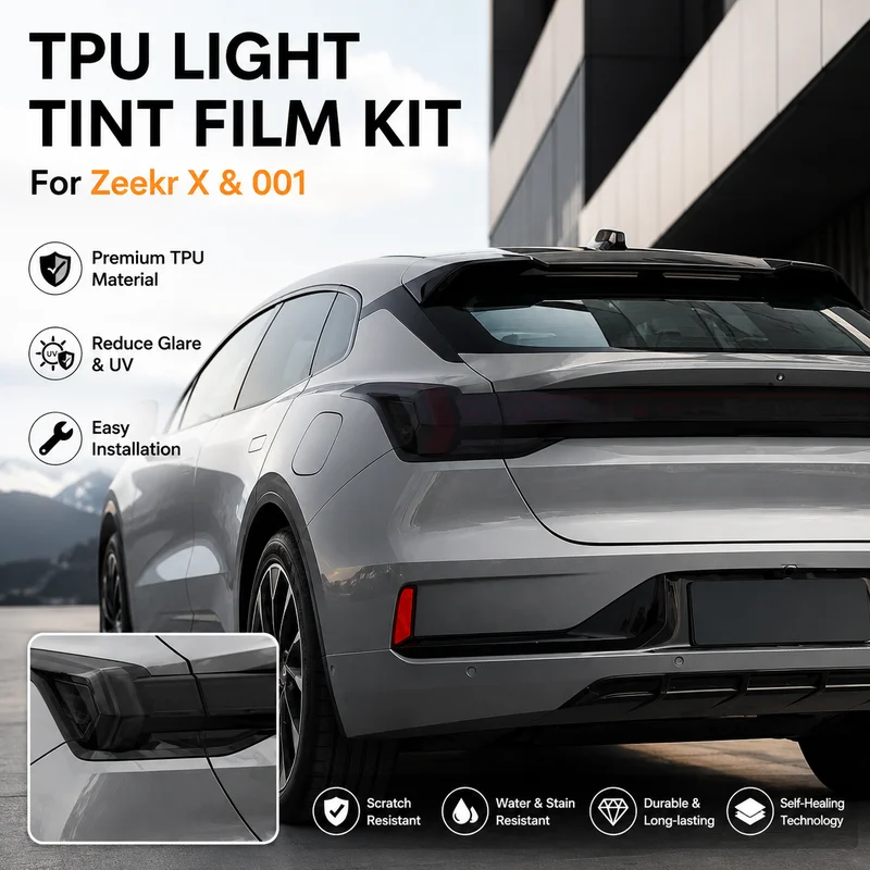 TPU Headlight and Taillight Tint Film Kit for Zeekr X and 001 - Smoke Black Car Accessories, Easy Installation
TPU Headlight and Taillight Tint Film Kit for Zeekr X and 001 - Smoke Black Car Accessories, Easy Installation