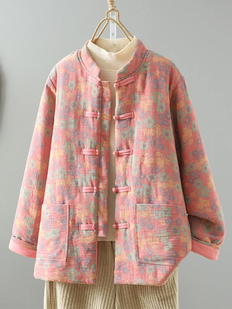 Chinese Style Buttons Women Parkas 2025 New Autumn Winter Women Clothing Vintage Literary Floral Print Quilted Outerwear Tops
Chinese Style Buttons Women Parkas 2025 New Autumn Winter Women Clothing Vintage Literary Floral Print Quilted Outerwear Tops