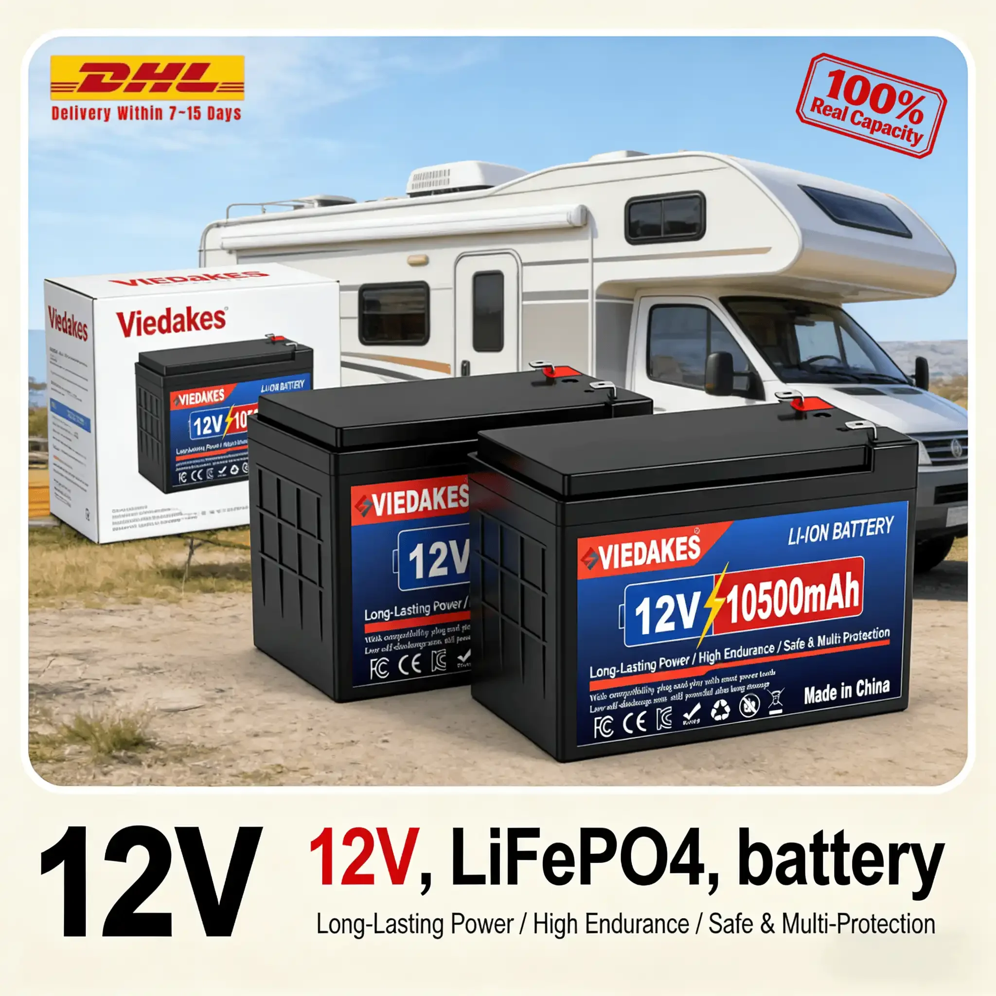 VIEDAKES 12V LiFePO4 3S7P 10.5Ah 100% Real Capacity Battery with Charger Wires for Camping Fishing Gear
VIEDAKES 12V LiFePO4 3S7P 10.5Ah 100% Real Capacity Battery with Charger Wires for Camping Fishing Gear