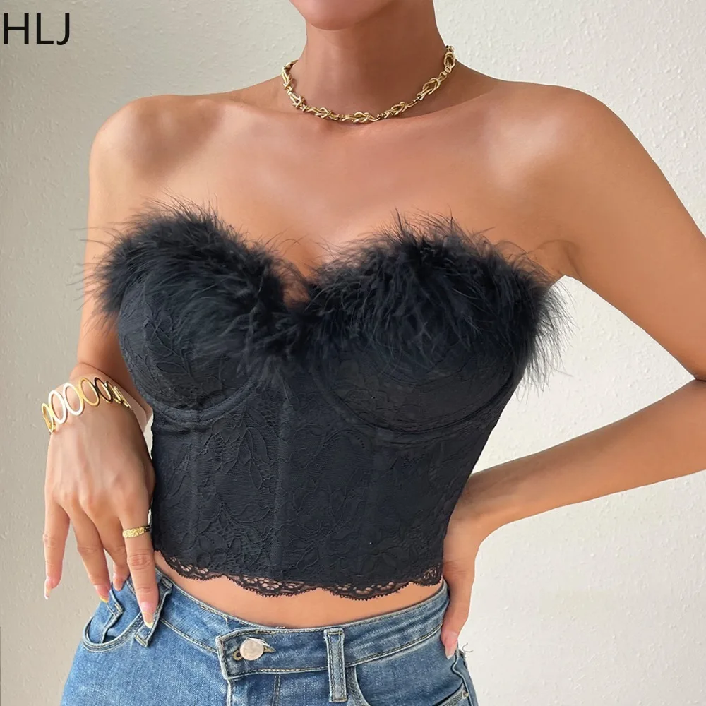 HLJ Y2K Sexy Feather Lace Corset Tops Women Low Cut Backless Hot Girl Birthday Tube Top Fashion Female Solid Nightclub Clothing
HLJ Y2K Sexy Feather Lace Corset Tops Women Low Cut Backless Hot Girl Birthday Tube Top Fashion Female Solid Nightclub Clothing