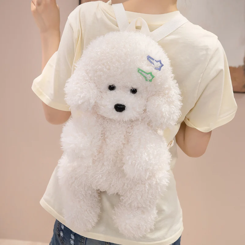 Cute Poodle Teddy Dog Plush Backpack 3 Colors Soft Curly Fur Dog Backpack with Star Clips for Gifts and Daily Use.
Cute Poodle Teddy Dog Plush Backpack 3 Colors Soft Curly Fur Dog Backpack with Star Clips for Gifts and Daily Use.