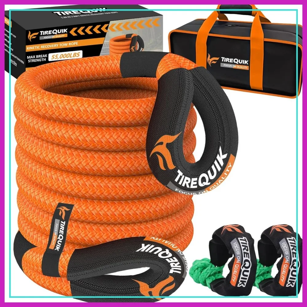 1.26" x 30ft Kinetic Recovery Rope 55000lbs, Offroad Snatch Strap with 2 Soft Shackles, Tow Rope for Trucks SUV UTV ATV Tractor
1.26" x 30ft Kinetic Recovery Rope 55000lbs, Offroad Snatch Strap with 2 Soft Shackles, Tow Rope for Trucks SUV UTV ATV Tractor