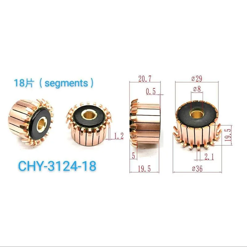 5Pcs 8.02x29x19.5(20.7)x18P Copper Bars Electric Motor Commutator CHY-3124-18
5Pcs 8.02x29x19.5(20.7)x18P Copper Bars Electric Motor Commutator CHY-3124-18