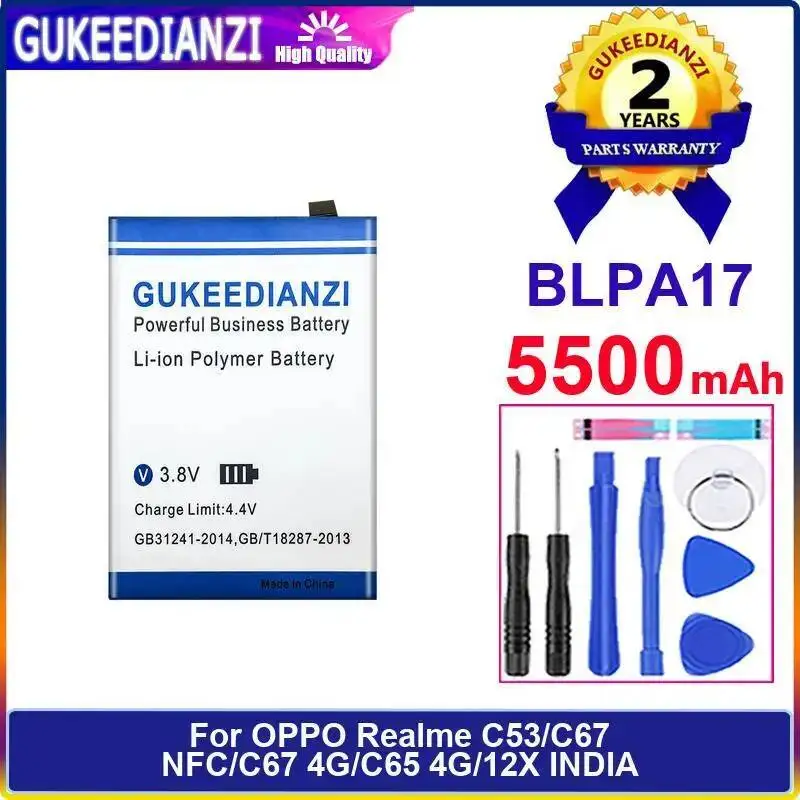 Mobile Phone Battery For Oppo Realme C53 C67 Nfc 4G C65 12X India Premium Replacement 5500Mah Stable BLPA17 
Mobile Phone Battery For Oppo Realme C53 C67 Nfc 4G C65 12X India Premium Replacement 5500Mah Stable BLPA17