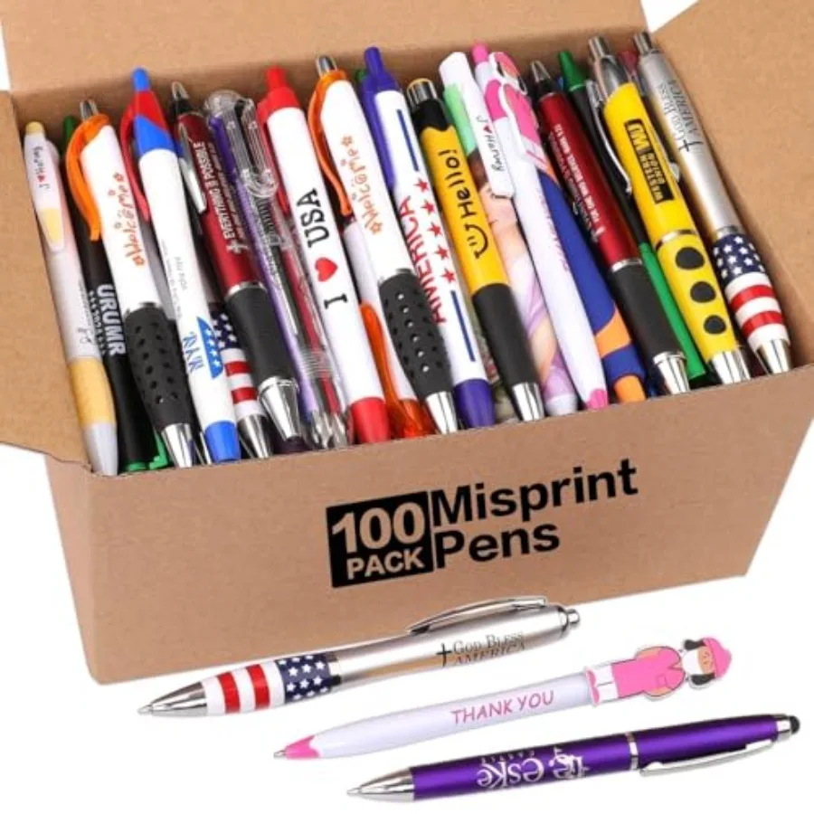 Wholesale Lot of 100 Misprint Pens Bulk, Assorted Ballpoint Pens Smooth Writing, Blue Black ink Misprinted Random Pens for Wait
Wholesale Lot of 100 Misprint Pens Bulk, Assorted Ballpoint Pens Smooth Writing, Blue Black ink Misprinted Random Pens for Wait