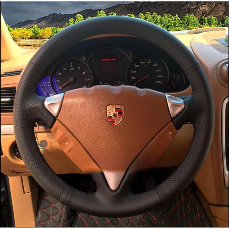 For Porsche Cayenne 2003-2010 Hand-Stitched black genuine Leather wear resistant non-slip Car Steering Wheel Cover
For Porsche Cayenne 2003-2010 Hand-Stitched black genuine Leather wear resistant non-slip Car Steering Wheel Cover
