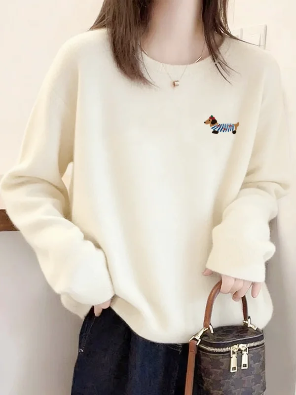 Thickened Cashmere Long Sleeve T-Shirt Women's Autumn Winter Design Cartoon Print Base Shirt round Neck Pullover Korean Style
Thickened Cashmere Long Sleeve T-Shirt Women's Autumn Winter Design Cartoon Print Base Shirt round Neck Pullover Korean Style