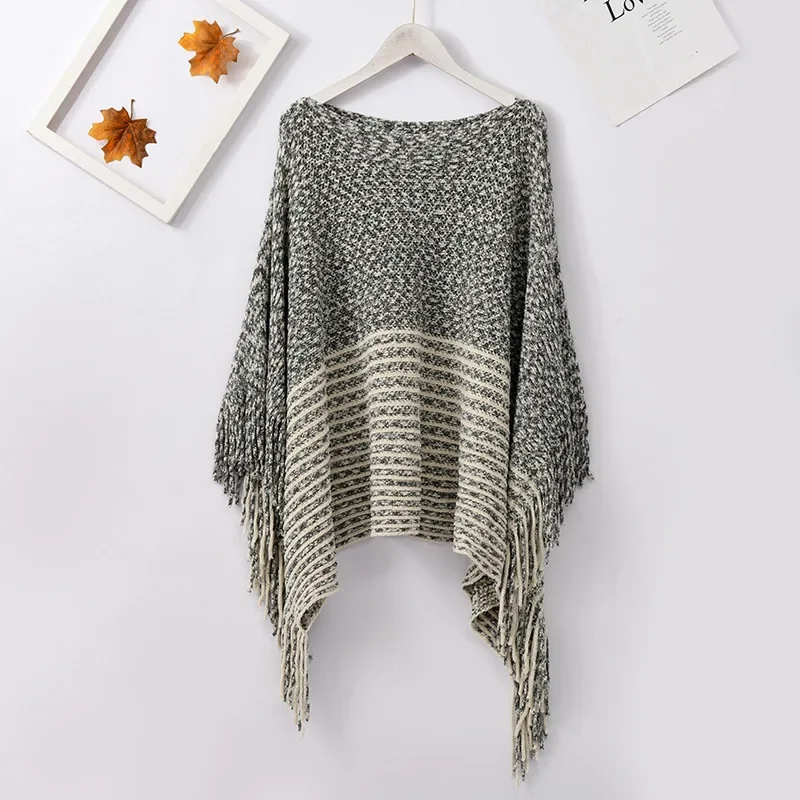 2024 Spring Autumn One Line Collar Female Pullover Cloak Fashion Split Lady Tassel Shawl Warm Scarf Cloak Poncho Capes Black
2024 Spring Autumn One Line Collar Female Pullover Cloak Fashion Split Lady Tassel Shawl Warm Scarf Cloak Poncho Capes Black