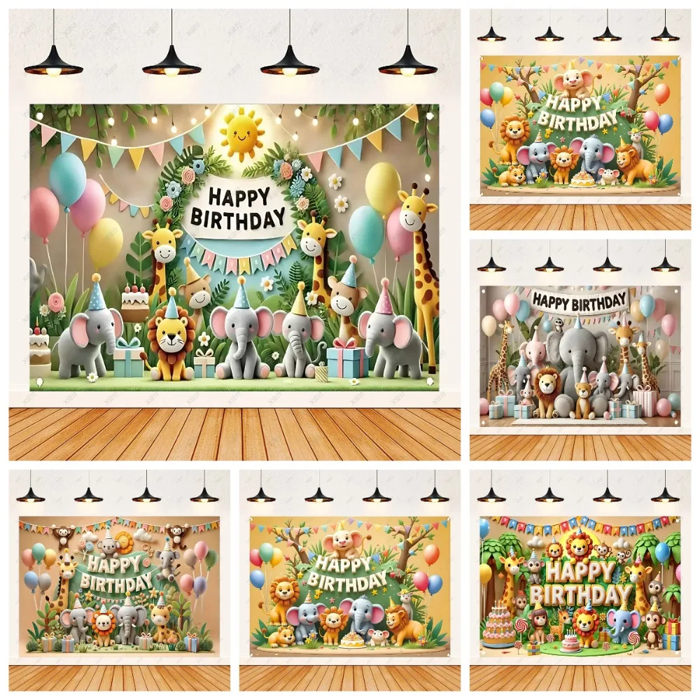 Cute Cartoon Jungle Animal Colorful Theme Banner Background, Children's Birthday Party, Home Decoration Photography Background
Cute Cartoon Jungle Animal Colorful Theme Banner Background, Children's Birthday Party, Home Decoration Photography Background