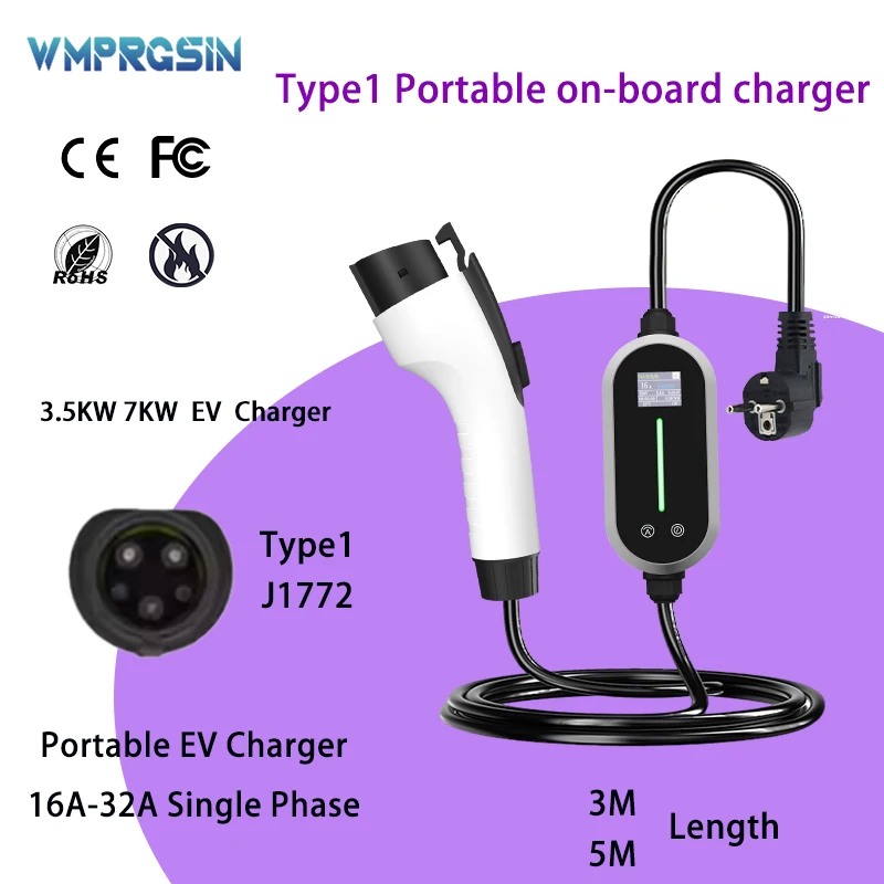 EV Charger Portable 3.5kW 16A TYPE 1 J1772 Charger EU/US/CEE Plug Charging Cable Wallbox AC110V-220V for All Electric Car
EV Charger Portable 3.5kW 16A TYPE 1 J1772 Charger EU/US/CEE Plug Charging Cable Wallbox AC110V-220V for All Electric Car
