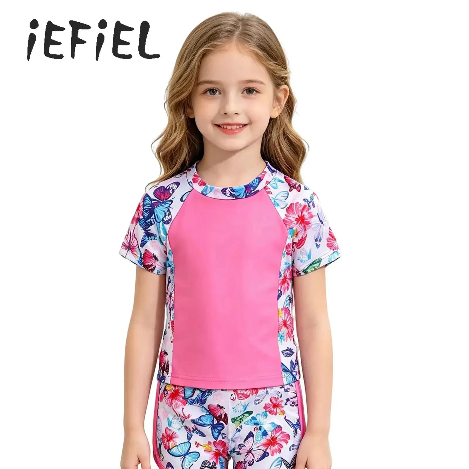 Kids 2-piece Rash Guard Swimsuit Girls Bathing Suit Short Sleeve Pullover Top And Shorts Set Summer Surfing Beach Party Swimwear
Kids 2-piece Rash Guard Swimsuit Girls Bathing Suit Short Sleeve Pullover Top And Shorts Set Summer Surfing Beach Party Swimwear
