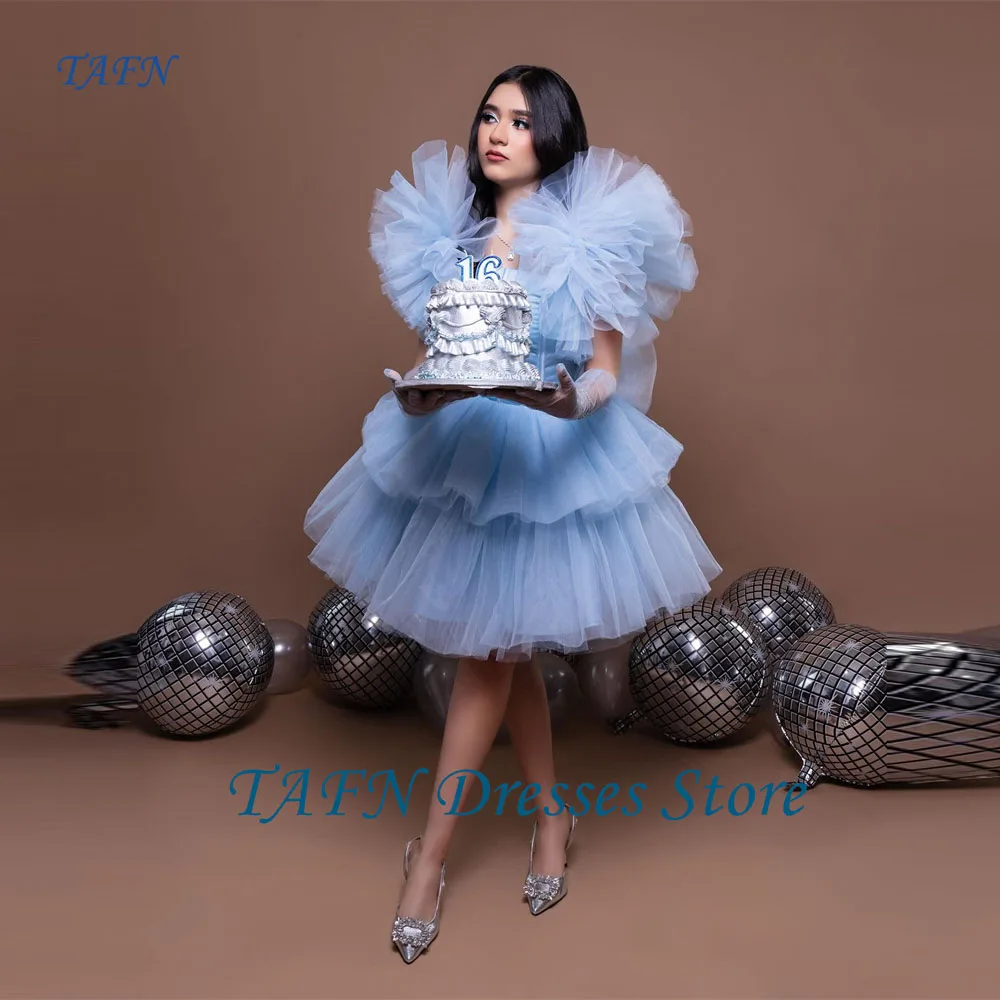 TAFN Light Blue Knee Length Short Prom Party Dresses Birthday Photo shoot Tiered Ruffles Shoulder Formal Evening Gowns Customize
TAFN Light Blue Knee Length Short Prom Party Dresses Birthday Photo shoot Tiered Ruffles Shoulder Formal Evening Gowns Customize