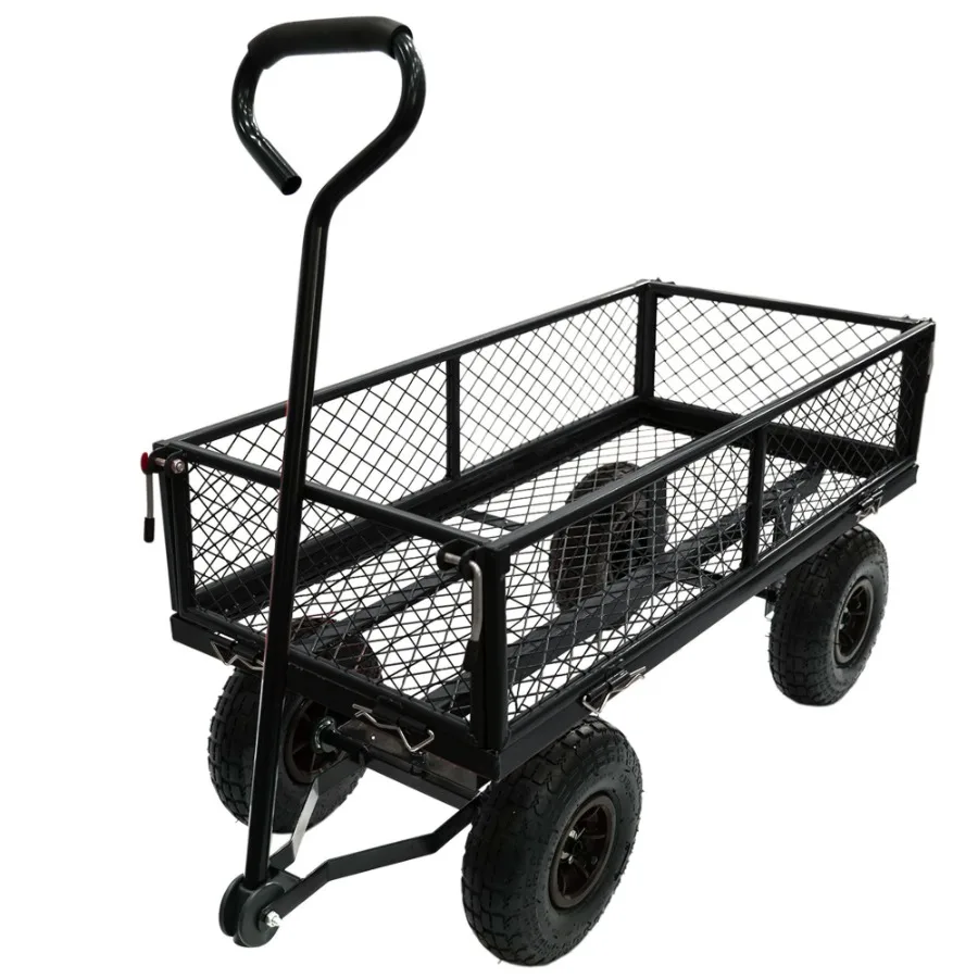 3 cu. ft. 300 lbs. Capacity Removable Sides Metal Steel Mesh Heavy Duty Utility Wagon Outdoor Garden Cart in Black
3 cu. ft. 300 lbs. Capacity Removable Sides Metal Steel Mesh Heavy Duty Utility Wagon Outdoor Garden Cart in Black
