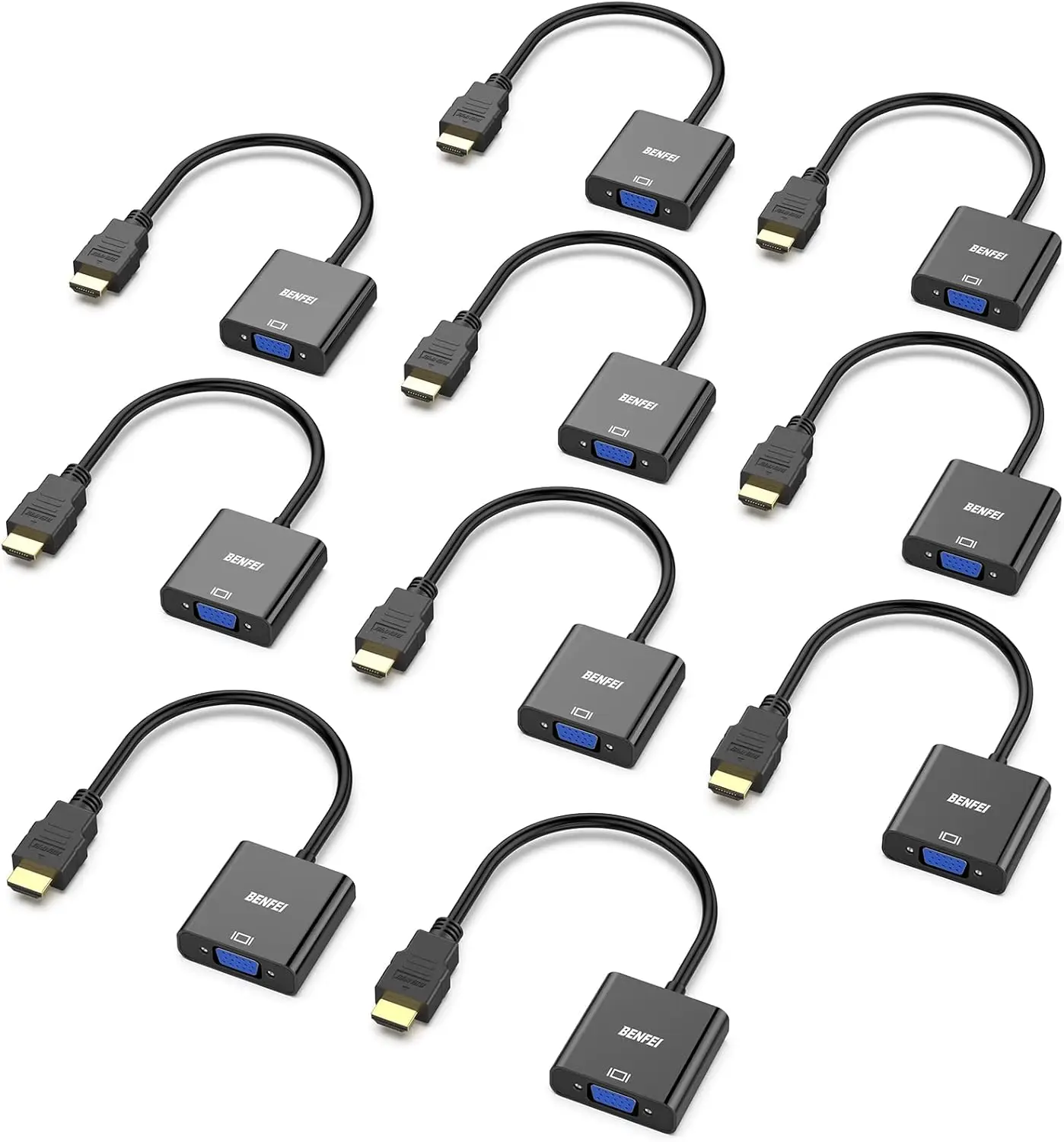 10-Pack HDMI to VGA Adapter, Gold-Plated, for Computers, Monitors, Projectors, and More - Black
10-Pack HDMI to VGA Adapter, Gold-Plated, for Computers, Monitors, Projectors, and More - Black