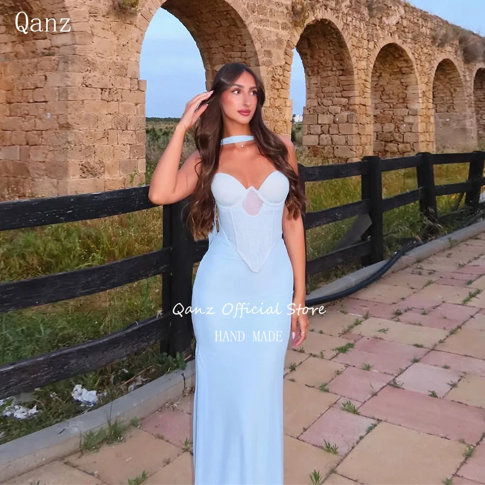 Qanz Sky Blue Evening Dresses Mermaid Sweetheart Vestido De Fiesta Lujo Sweetheart 2 Pieces Corset Party Gowns Customized
Qanz Sky Blue Evening Dresses Mermaid Sweetheart Vestido De Fiesta Lujo Sweetheart 2 Pieces Corset Party Gowns Customized
