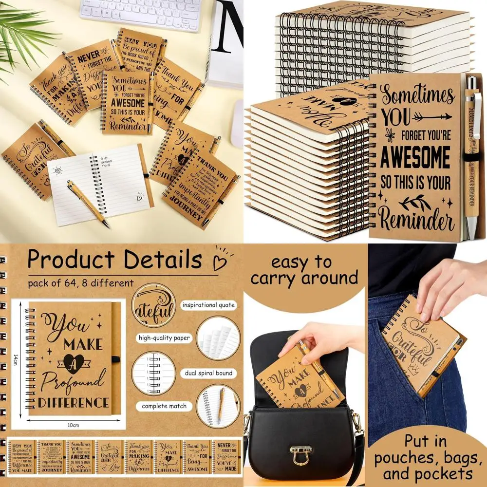 Bulk Inspirational Notebooks & Pens: 64 Set Small Notepads for Staff Appreciation & Thank You Gifts
Bulk Inspirational Notebooks & Pens: 64 Set Small Notepads for Staff Appreciation & Thank You Gifts