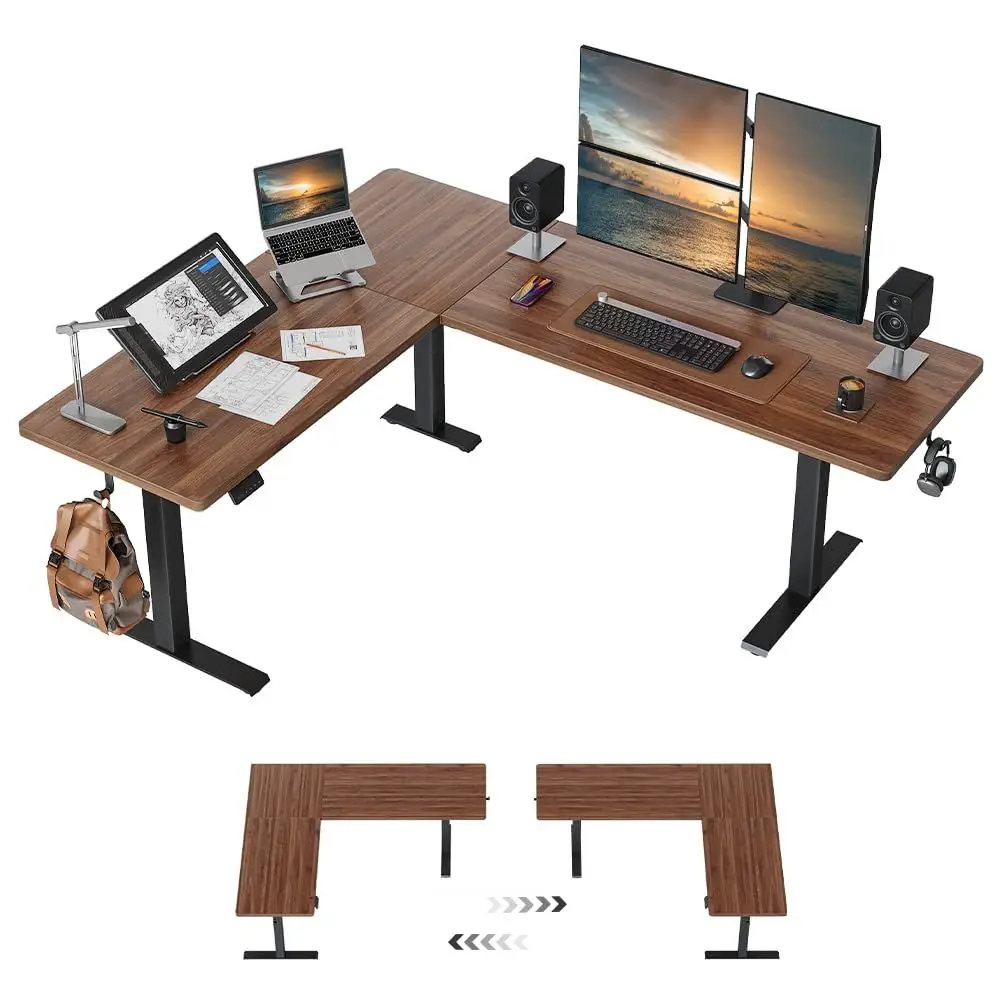 75 63 L Shaped Standing Desk, Reversible Corner Standing Desk, Suitable for Home Office, Black Walnat
75 63 L Shaped Standing Desk, Reversible Corner Standing Desk, Suitable for Home Office, Black Walnat