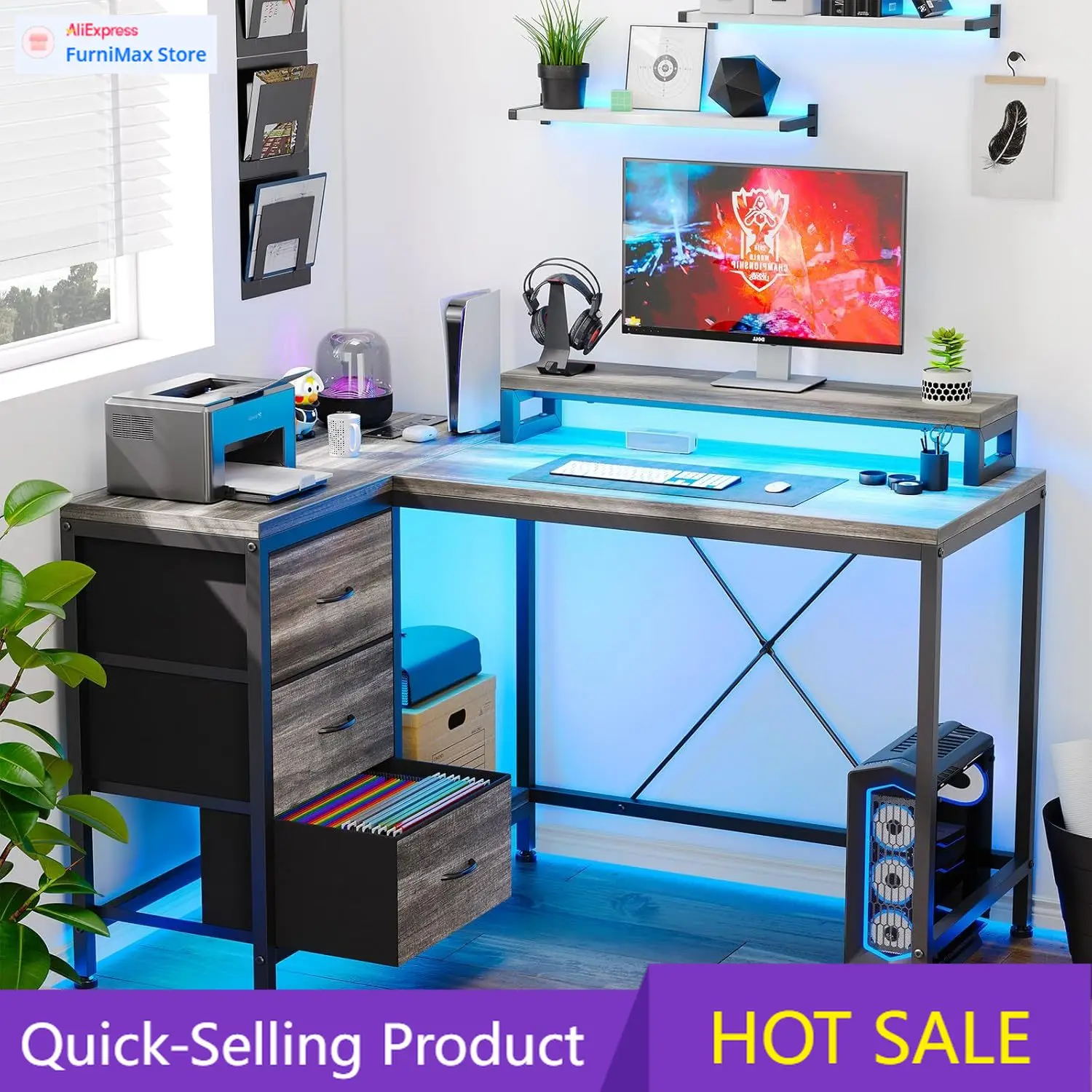 Limited-time promotion L Shaped with Power Outlets & LED Lights, Computer with Drawers & Shelves, Corner Gaming Home Office , O
Limited-time promotion L Shaped with Power Outlets & LED Lights, Computer with Drawers & Shelves, Corner Gaming Home Office , O