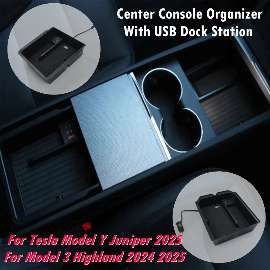For Tesla Model Y Juniper 2025 Center Console Organizer Model 3 Highland 24-25 With USB Dock Station Charging Cables Hub ABS Arm
For Tesla Model Y Juniper 2025 Center Console Organizer Model 3 Highland 24-25 With USB Dock Station Charging Cables Hub ABS Arm