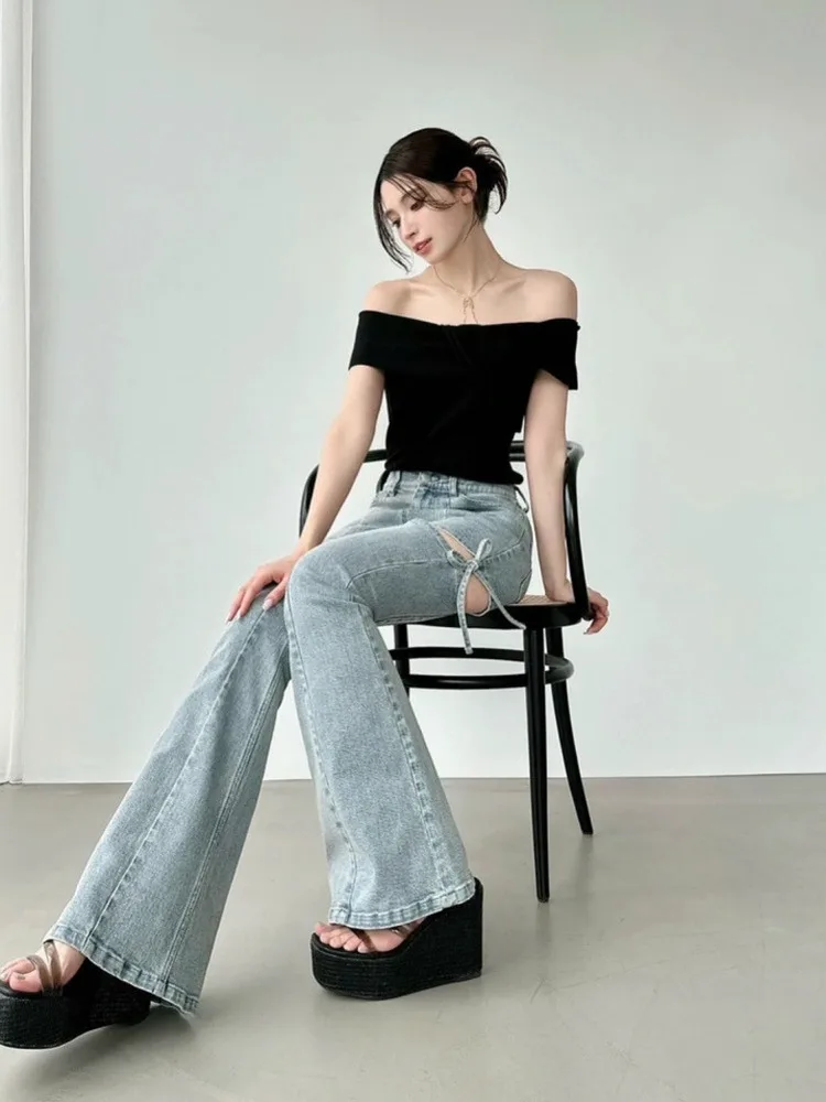 Autumn Winter New Arrival High Waist Slim Fit Hollow out Denim Pants Women's Knot Micro Flared Jeans Japanese Style
Autumn Winter New Arrival High Waist Slim Fit Hollow out Denim Pants Women's Knot Micro Flared Jeans Japanese Style