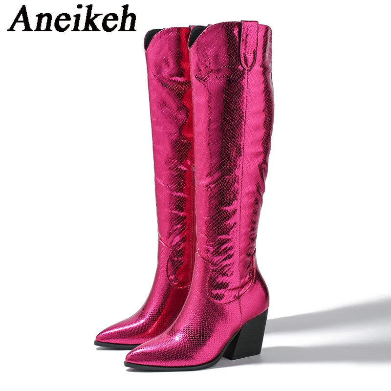Aneikeh 2024 Sexy Patent Leather Snake Pattern Knee-High Boots Women's Pointed Sewing Square Heel Side Zipper Modern Boot Dress
Aneikeh 2024 Sexy Patent Leather Snake Pattern Knee-High Boots Women's Pointed Sewing Square Heel Side Zipper Modern Boot Dress