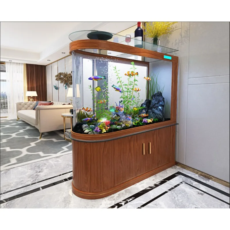 Fish tank aquarium large and medium bottom filter floor living room household partition fish tank
Fish tank aquarium large and medium bottom filter floor living room household partition fish tank