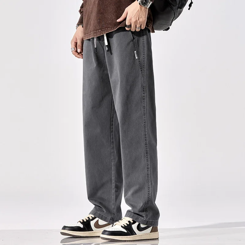 Мужские прямые брюки с эластичной резинкой на талии, корейские брюки, осень-зима, свободные хлопковые повседневные брюки, молодежная мода
Мужские прямые брюки с эластичной резинкой на талии, корейские брюки, осень-зима, свободные хлопковые повседневные брюки, молодежная мода