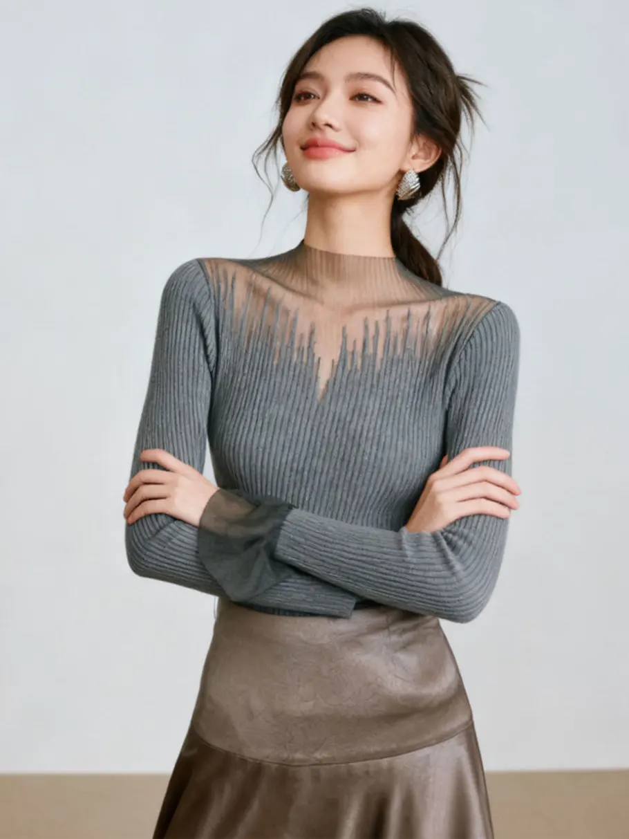 Autumn Winter Lace Splicing Half High Collar Knitted Sweater Women Long Sleeve Inner Wear Faux Fur Base Shirt Bell Sleeve Top
Autumn Winter Lace Splicing Half High Collar Knitted Sweater Women Long Sleeve Inner Wear Faux Fur Base Shirt Bell Sleeve Top