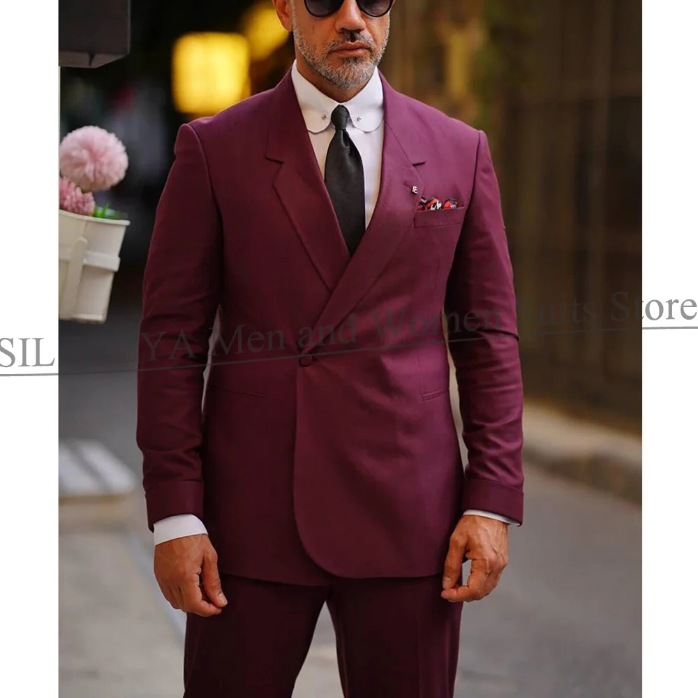 Burgundy Men Suits 2 Piece Chic One Button Notch Lapel Outfits Solid Color Formal Business Casual Groom Wedding Tuxedo 2025
Burgundy Men Suits 2 Piece Chic One Button Notch Lapel Outfits Solid Color Formal Business Casual Groom Wedding Tuxedo 2025