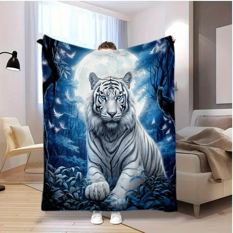 Moonlight Forest Tiger Blanket - Soft Flannel Throw with Majestic White Tiger & Full Moon Design, Cozy All-Season Blanket for So
Moonlight Forest Tiger Blanket - Soft Flannel Throw with Majestic White Tiger & Full Moon Design, Cozy All-Season Blanket for So