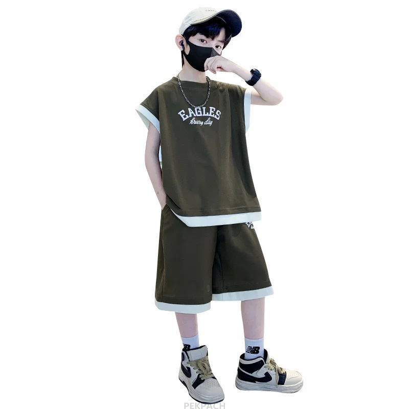 Teenage Boys Sets Clothing Kids Short Sleeve Cotton Tshirt Shorts 2PCS Outfits Teenage Child Summer Top and Bottom Clothes Set
Teenage Boys Sets Clothing Kids Short Sleeve Cotton Tshirt Shorts 2PCS Outfits Teenage Child Summer Top and Bottom Clothes Set
