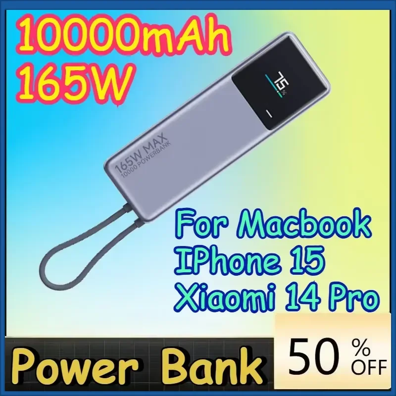 10000mAh 165W Power Bank USB C Cable LED Display Portable Charger for Macbook IPhone 15 Xiaomi 14 Pro PowerBank PB1165MI
10000mAh 165W Power Bank USB C Cable LED Display Portable Charger for Macbook IPhone 15 Xiaomi 14 Pro PowerBank PB1165MI