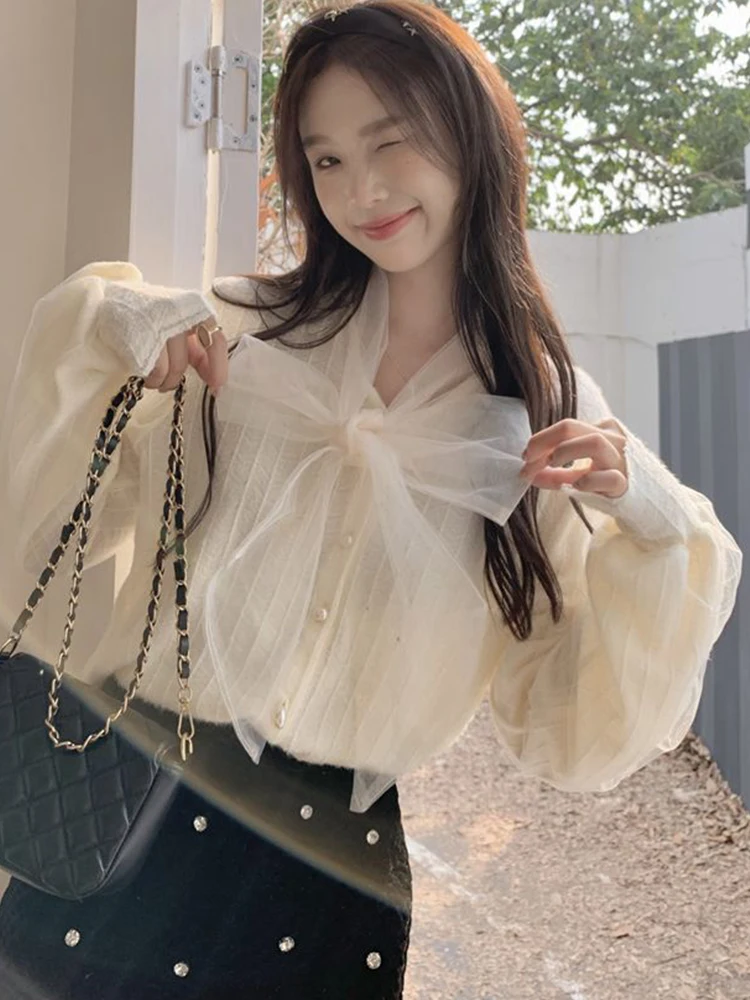 Korean Fashion Shirts Women Elegant Bow Mesh Lace Patchwork Blouses Office Ladies Autumn Sweet Fairy Casual Long Sleeve Blusas
Korean Fashion Shirts Women Elegant Bow Mesh Lace Patchwork Blouses Office Ladies Autumn Sweet Fairy Casual Long Sleeve Blusas