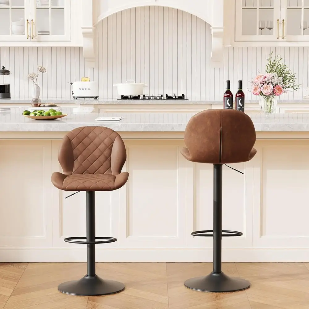 Brown Swivel Bar Stools Set of 2, Adjustable Height 24-33, Leather Upholstered, Suitable for Counter Height or Kitchen Island
Brown Swivel Bar Stools Set of 2, Adjustable Height 24-33, Leather Upholstered, Suitable for Counter Height or Kitchen Island