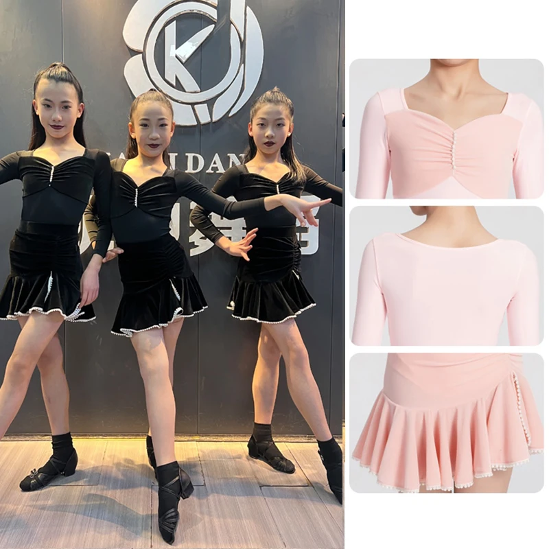 Latin Dance Dress Girl Competition Costume Long Sleeve Bodysuit Frill Dance Skirt Pink Rumba Samba Stage Clothes Dancewear 1732
Latin Dance Dress Girl Competition Costume Long Sleeve Bodysuit Frill Dance Skirt Pink Rumba Samba Stage Clothes Dancewear 1732