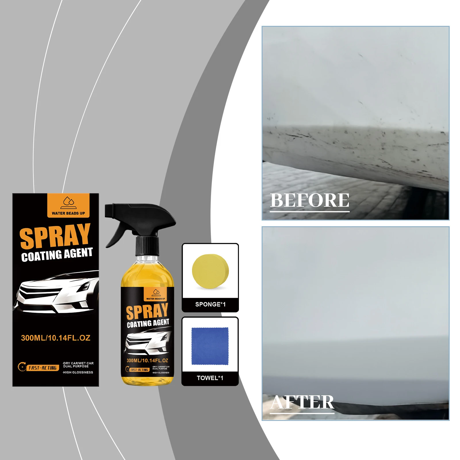 300ML Multi-functional Coating Renewal Agent with Sponge and Towel Car Coating Agent Spray for Vehicle Shine & Protection
300ML Multi-functional Coating Renewal Agent with Sponge and Towel Car Coating Agent Spray for Vehicle Shine & Protection