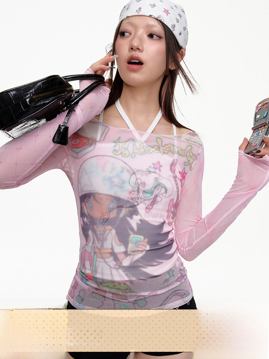 BENANDx Summer Millennial Dreamy Pink Splice Mesh Long Sleeve Women's Unique One Shoulder Top Cool Style Polyester Fabric
BENANDx Summer Millennial Dreamy Pink Splice Mesh Long Sleeve Women's Unique One Shoulder Top Cool Style Polyester Fabric