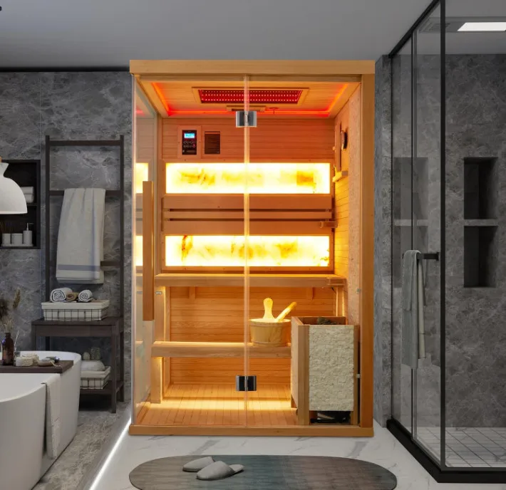 Indoor Sauna Room, 2-4 Person Canadian Hemlock Solid Wood Home Sauna, 8mm Tempered Glass Far Luxury Sauna Equipment
Indoor Sauna Room, 2-4 Person Canadian Hemlock Solid Wood Home Sauna, 8mm Tempered Glass Far Luxury Sauna Equipment