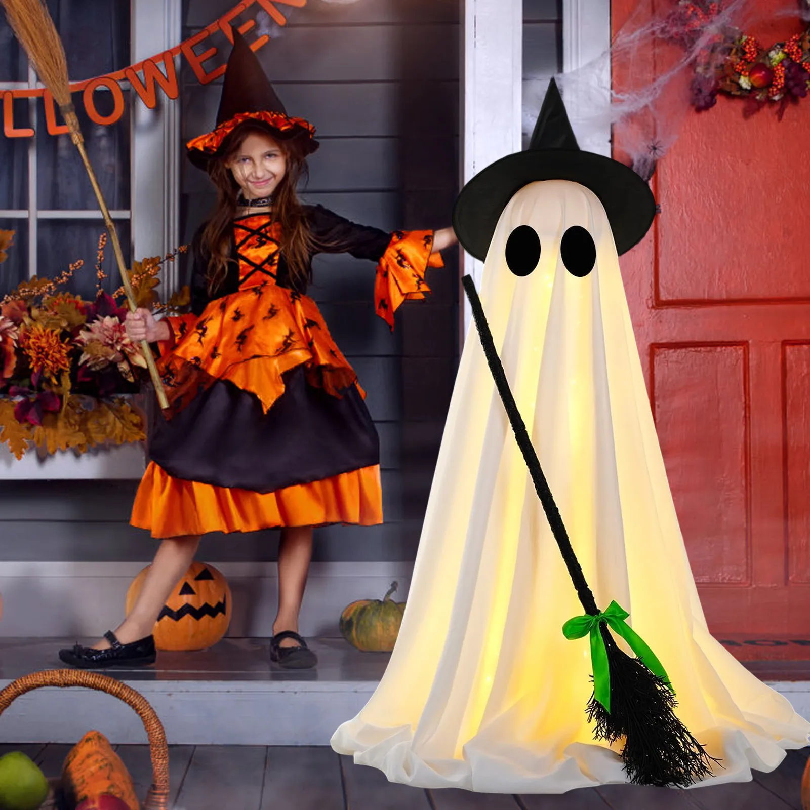 Призрак на Хэллоуин с метлой ведьмы, домашний двор, сад, страшное украшение со светодиодными фонарями, реквизит, товары для вечеринок на тему Хэллоуина
Призрак на Хэллоуин с метлой ведьмы, домашний двор, сад, страшное украшение со светодиодными фонарями, реквизит, товары для вечеринок на тему Хэллоуина