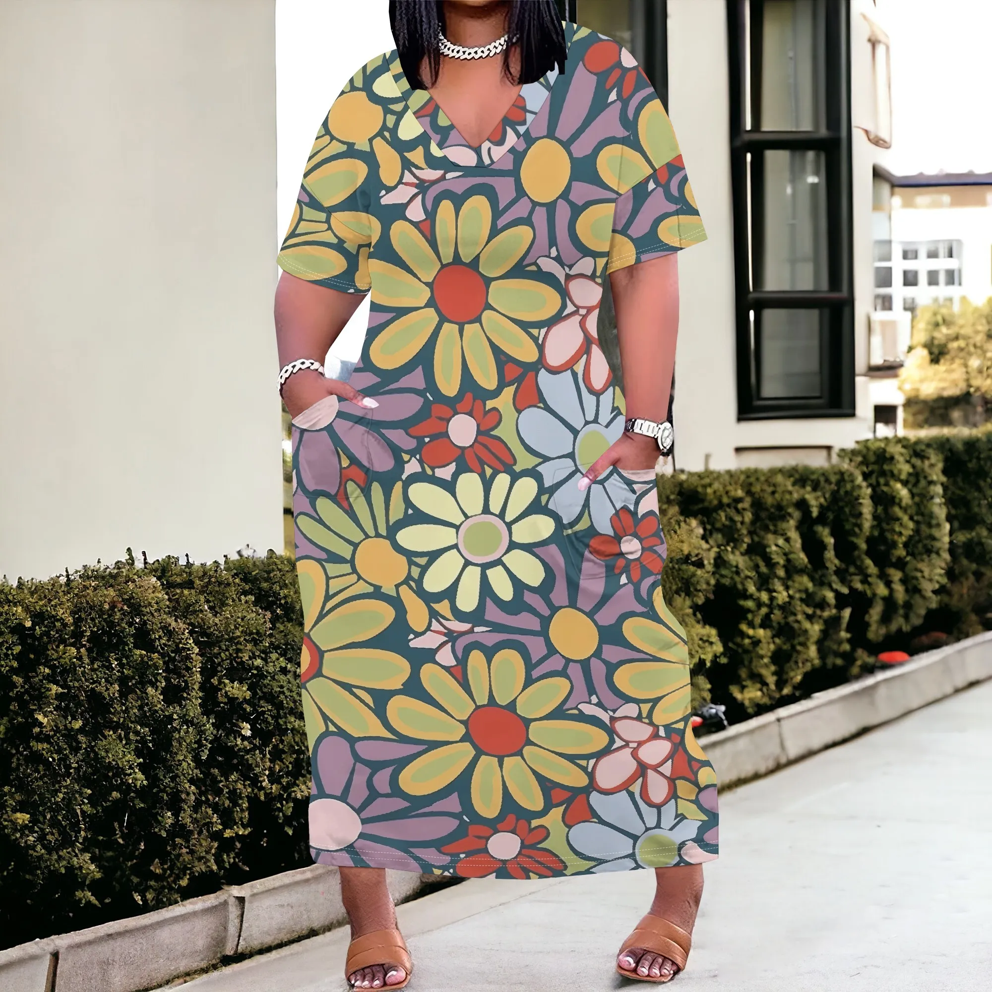 Plus Size Floral V-Neck Maxi Dress 2025 New Arrival, Spring & Summer Casual Wear, XL-6XL
Plus Size Floral V-Neck Maxi Dress 2025 New Arrival, Spring & Summer Casual Wear, XL-6XL