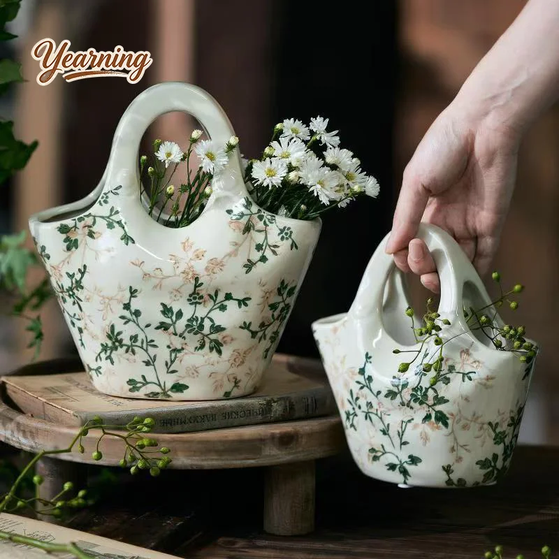 Handbag Shaped Ceramic Vase Chinese Living Room Flower Arrangement Hydroponic Creative French Retro Rustic Style High Grade
Handbag Shaped Ceramic Vase Chinese Living Room Flower Arrangement Hydroponic Creative French Retro Rustic Style High Grade