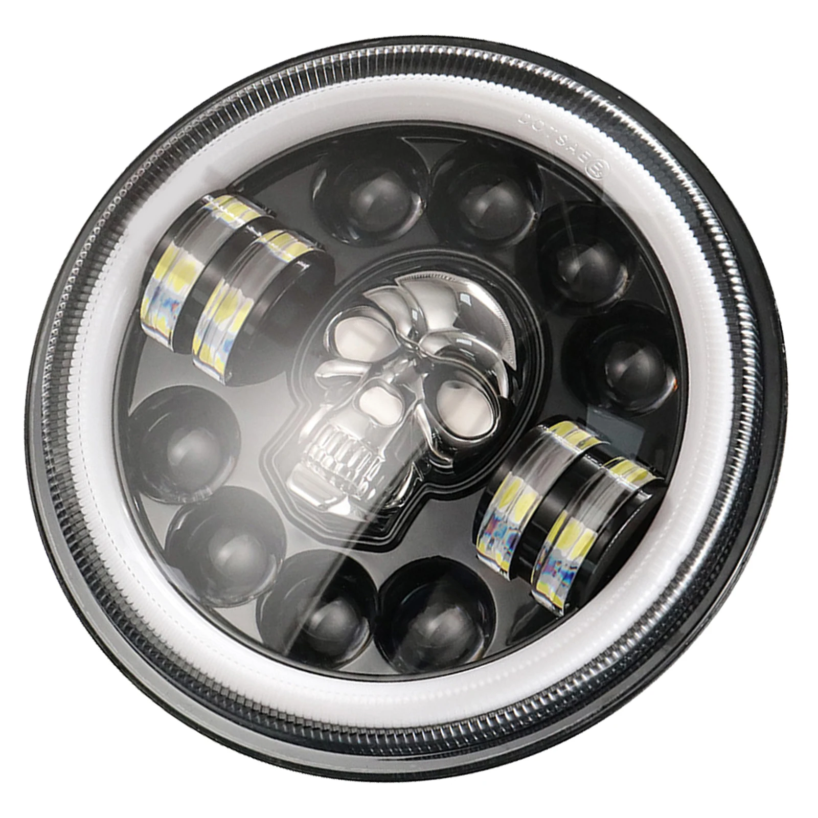 7 Inch 60W LED Skull Headlights with Angel Eyes Black Abs Aluminum Motorcycle Off-road Vehicle Modification Car Lights
7 Inch 60W LED Skull Headlights with Angel Eyes Black Abs Aluminum Motorcycle Off-road Vehicle Modification Car Lights