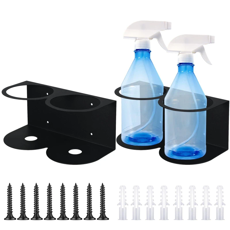 2 pieces spray bottle holder, metal can holder, wall-mounted bottle holders, double-hole spray can holders with hardware.
2 pieces spray bottle holder, metal can holder, wall-mounted bottle holders, double-hole spray can holders with hardware.