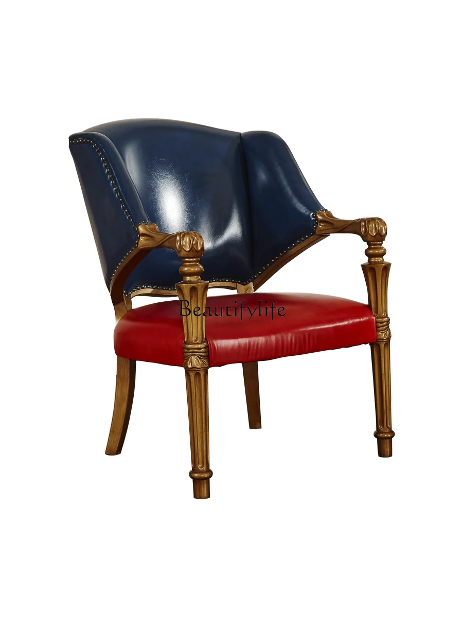 American Light Luxury Single Sofa Chair Solid Wood Leather Casual Belt Armrest Armchair
American Light Luxury Single Sofa Chair Solid Wood Leather Casual Belt Armrest Armchair