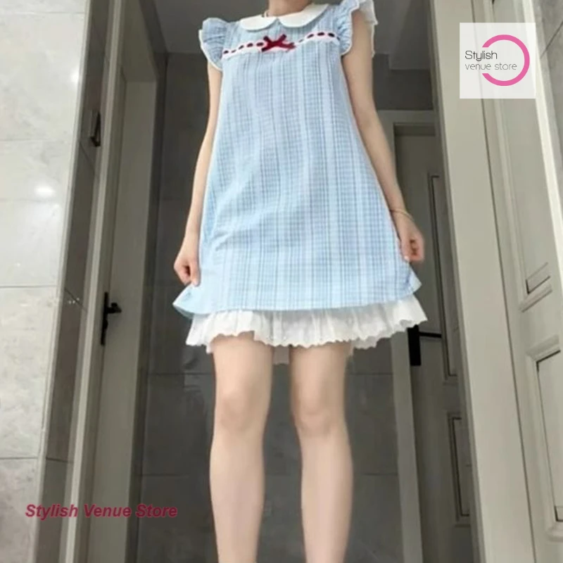 French sweet doll collar blue plaid bubble sleeve plaid dress female summer new fashion temperament princess casual skirt
French sweet doll collar blue plaid bubble sleeve plaid dress female summer new fashion temperament princess casual skirt